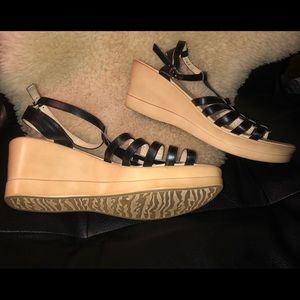 black stylish wedges